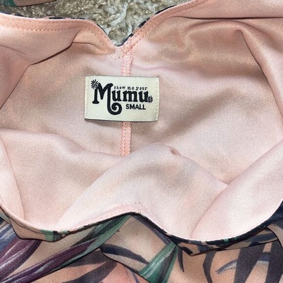 SHOW ME YOUR MUMU DONNA MICHELLE TUNIC IN PALM Women’s Size Small Peach Tropical - Picture 9 of 12